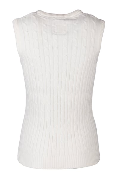Ladies Crew Neck Cable Knit Vest - Emma - Cream