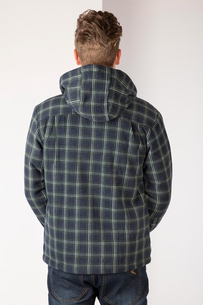 Men's Hooded Fleece Overshirt - Ulrome - Navy/Green