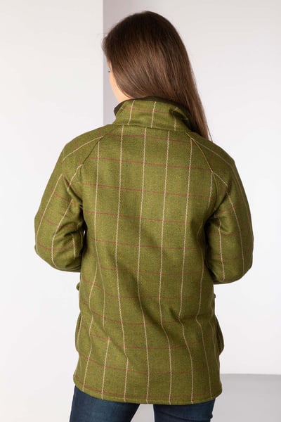 Ladies Long Tweed Coat - Light Green/Pink