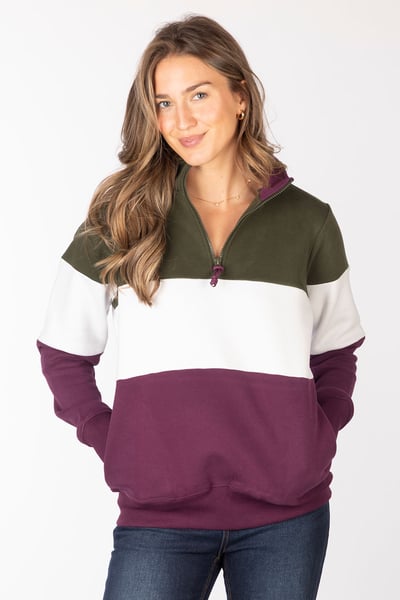 Ladies Plain Sweatshirt - Byland - Olive/White/Berry
