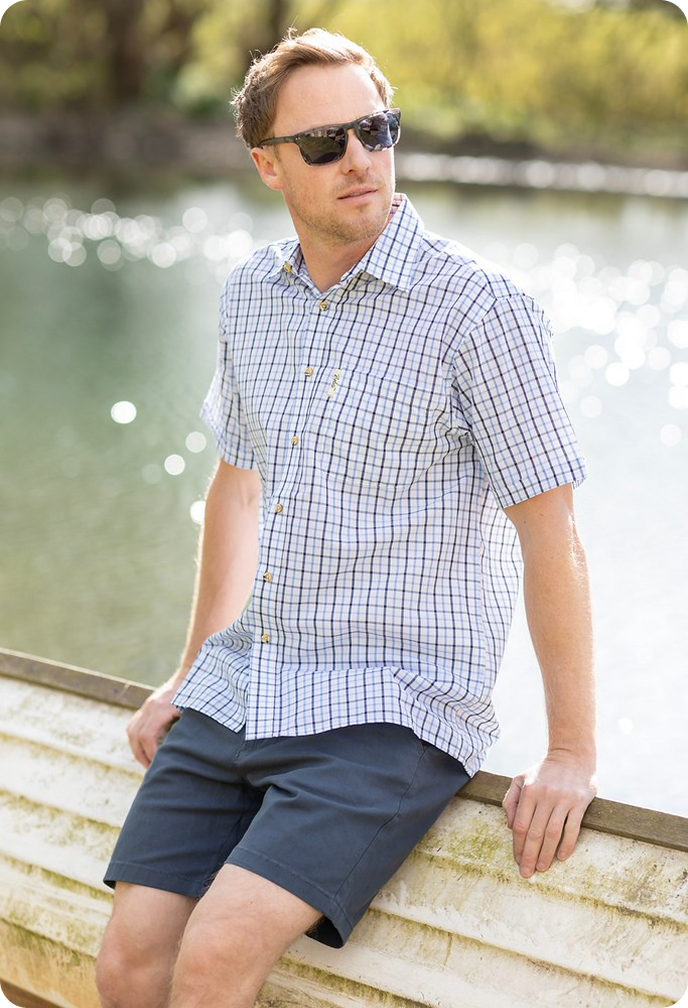Camisas de cuadros de manga corta para hombre