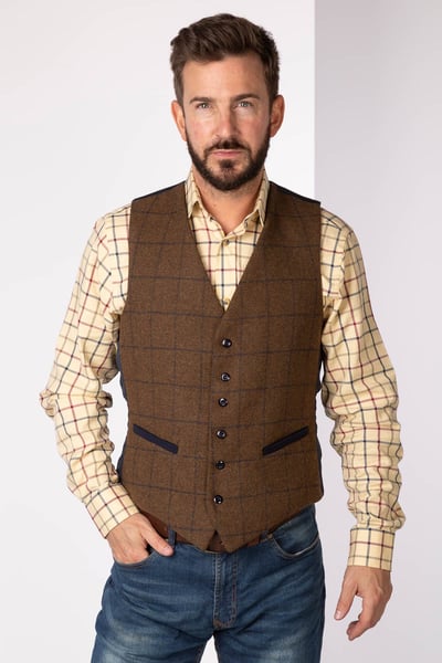 Gilet en tweed pour hommes - Brun d'York