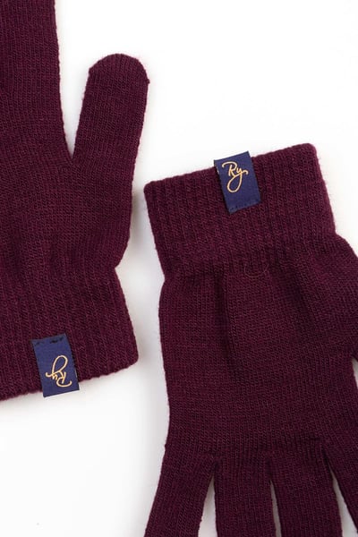 Ladies Knitted Gloves - Bella - Berry
