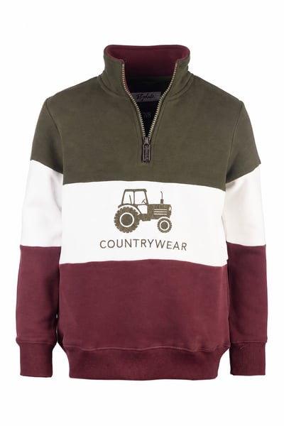 Boy's Sweatshirt - Byland II - Tractor Olive/White/Wine