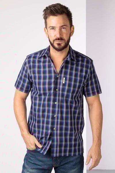 Men's Short Sleeved Checked Shirts - Kelk