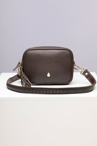 Ladies Leather Cross-Body Bag - Helmsley - Brown/Plaited