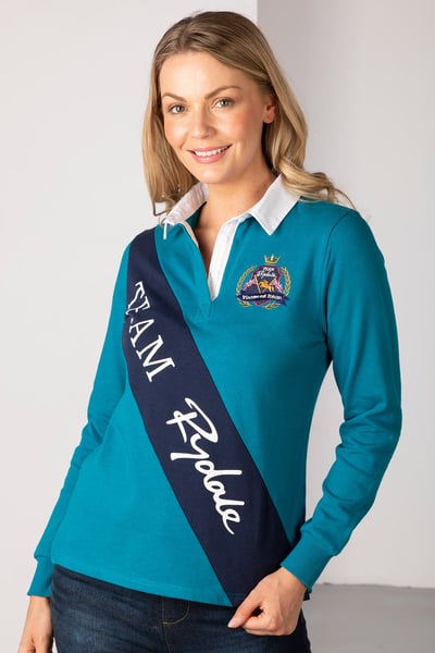 Ladies Rugby Shirt - Sash - Teal/Navy