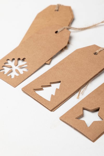 Kraft Paper Christmas Gift Tags - 12 Pack - Brown