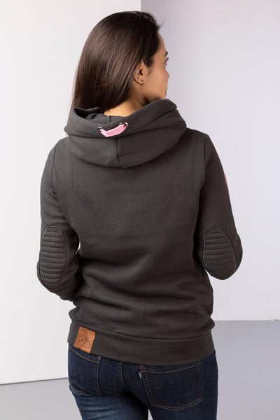 Ladies Cross Neck Hoody - Gunmetal