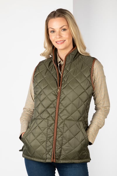 Ladies Country Quilted Waistcoat - Harpham - Olive
