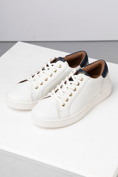 Ladies Leather Trainers - Rievaulx - White/Navy