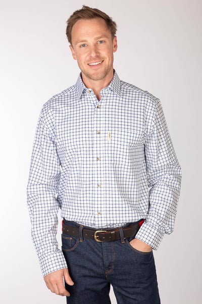 Men's Checked Shirts - Richmond - Richmond Navy/white