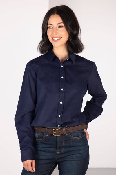 Ladies Corduroy Shirt - Charlie - Navy/Blue
