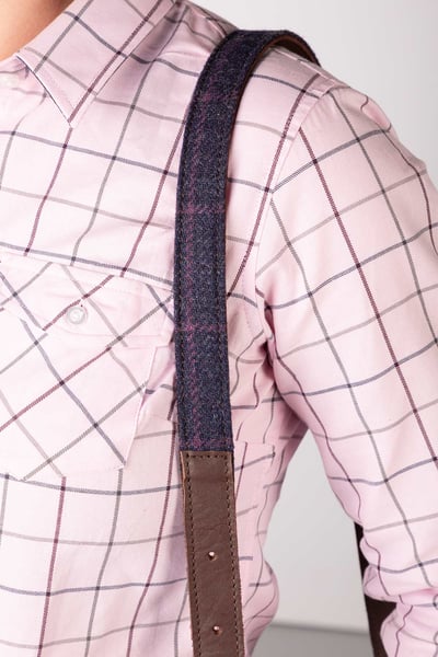 Leather Bag Strap - Navy Tweed