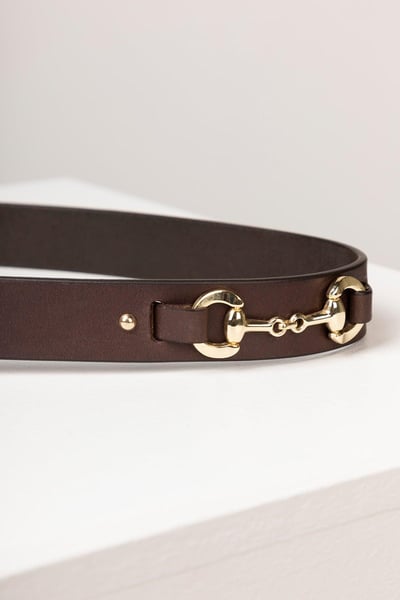 Ladies Leather Snaffle Belt - Lucinda - Waxy Brown