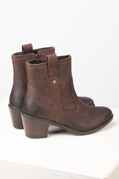 Botas de piel con tacón para mujer - Whenby - marrón ceroso