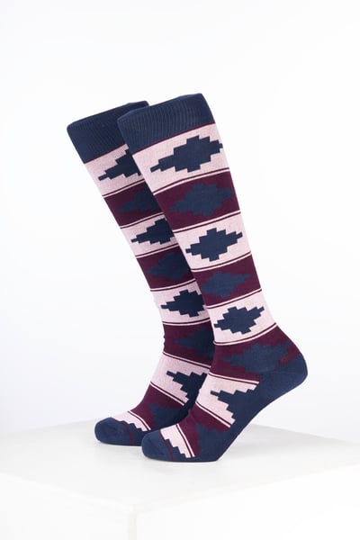 Women’s Bamboo Rich Polo Belt Riding Socks - Polo Dark Berry/Soft Pink/Navy