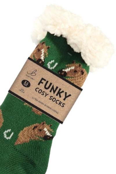 Funky Sherpa Socks - Horses Head