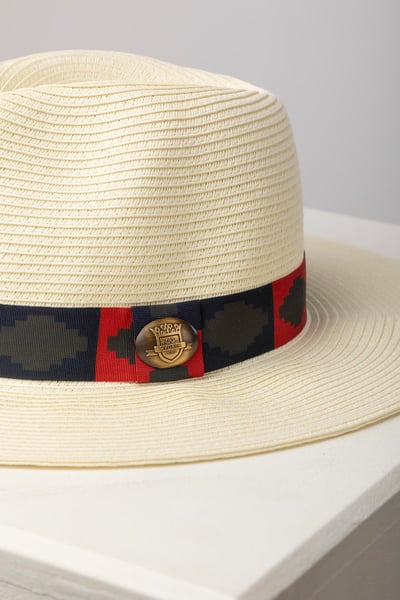 Men's Panama Hat - Malton - Navy/Red