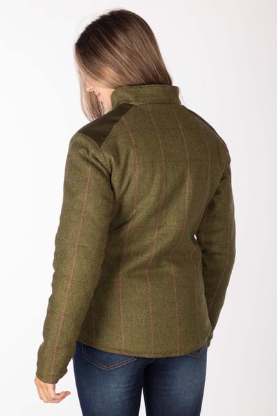 Ladies Padded Tweed Jacket - Haworth - Dark Green