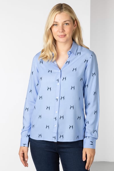 Ladies Button Down Blouse - Wistow II - Boxing Hare Blue
