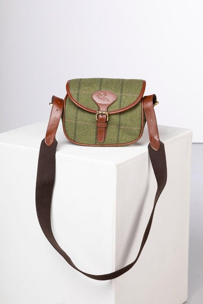 Tweed Cartridge Bag - Danby - Olive/Pink