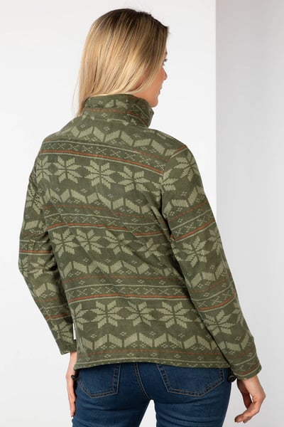 Ladies Overhead Fair Isle Fleece - Kelk - Olive