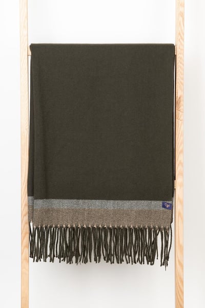 Ladies Stripe Scarf - Bella - Olive/Cream/Camel