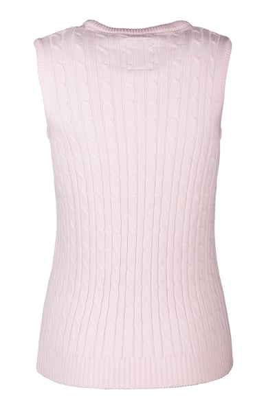 Ladies Crew Neck Cable Knit Vest - Emma - Soft Pink