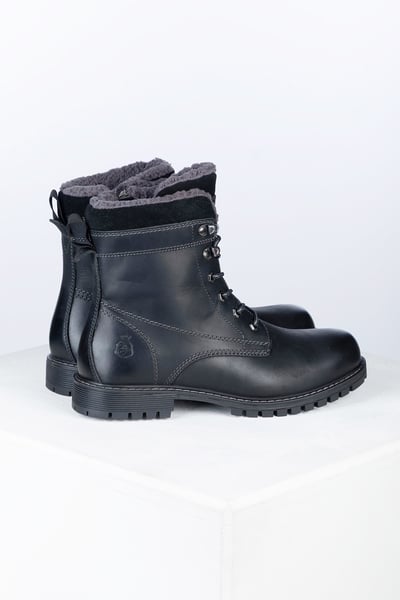 Ladies Fur Lined Ankle Boots - Kelk II - Waxy Black