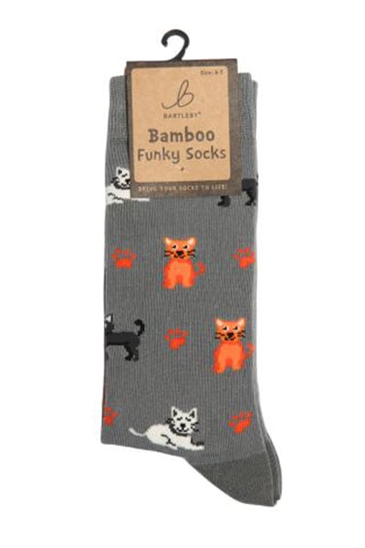 Ladies Bamboo Funky Socks - Crazy Cats