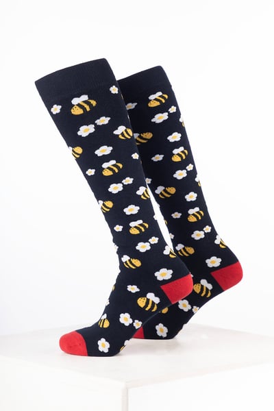 Women’s Animal Welly Socks - Bumble Bee Navy