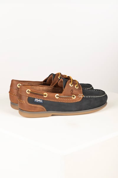 Ladies Leather Deck Shoes – Saltwick - Navy/Brown