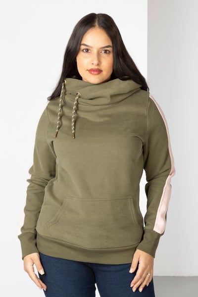 Women's Striped Loungewear Hoody - Arram - Khaki