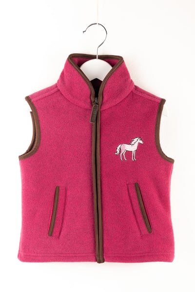 Kid's Mini Fleece Waistcoat - Huggate - Horse Pink