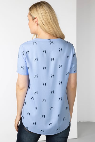 Ladies Short Sleeve Blouse - Wistow - Boxing Hare Blue