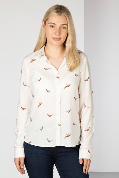 Ladies Button Down Blouse - Wistow II - Pheasant White