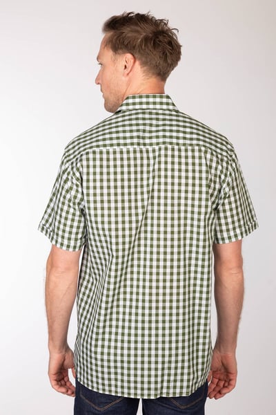 Camisa campestre de manga corta para hombre - Egton - Verde / blanca