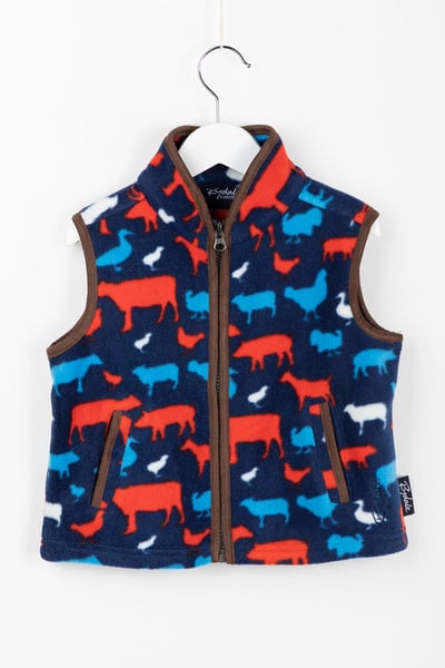 Toddler Fleece Gilet - Farmyard