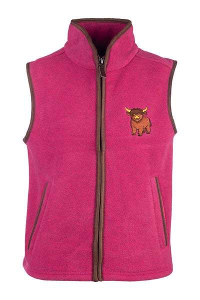 Junior Fleece Waistcoat - Huggate - Highland Cow Pink