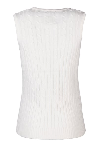 Ladies V Neck Cable Knit Vest- Emma - Cream