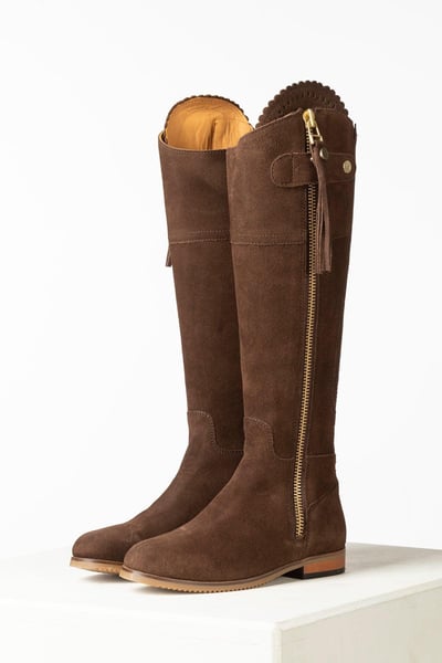 Ladies Tall Suede Country Boots - Helmsley - Brown