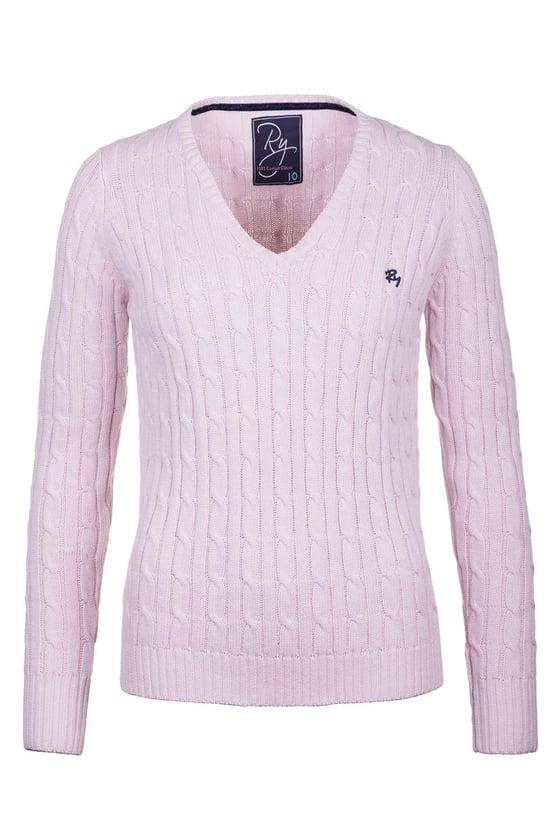 Ladies V Neck Cable Knit Jumpers UK Rydale