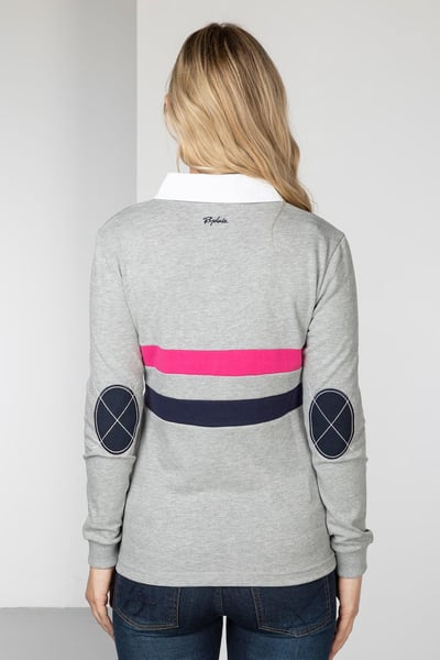 Ladies Rugby Shirt - Cropton 2 Stripe - Marl Grey