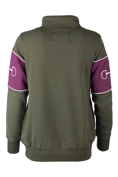 Ladies Snaffle Sweatshirt - Byland - Snaffle Olive/Berry