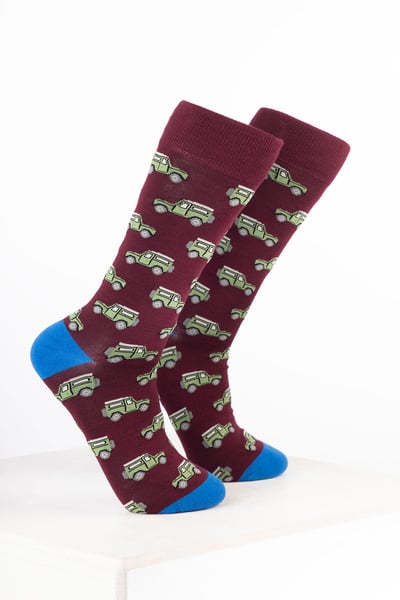 Calcetines tobilleros para hombre con estampado de coche - Vino 4X4