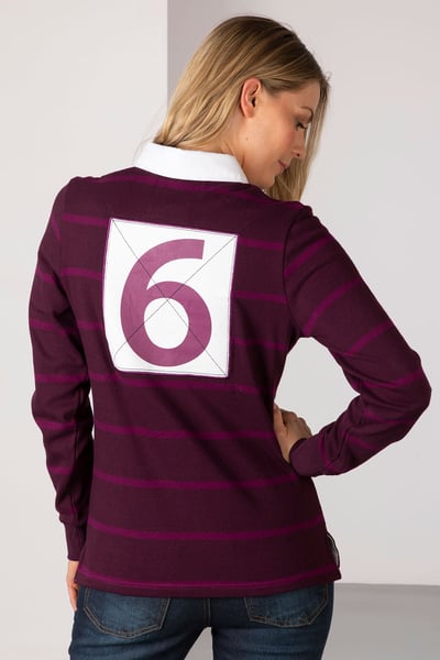 Ladies Striped Rugby Shirt - Ruby II - Damson/Berry