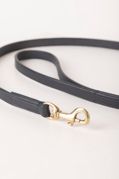Thin Dog Lead - Leather - Navy