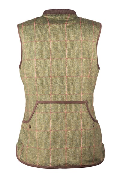 Ladies Tweed Print Shooting Waistcoat - Danby - Olive