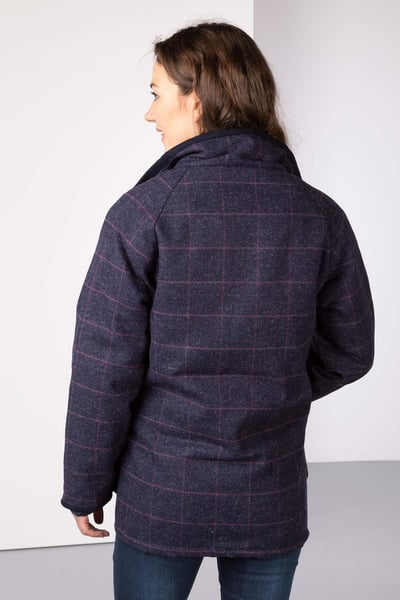 Ladies Long Tweed Coat - Navy